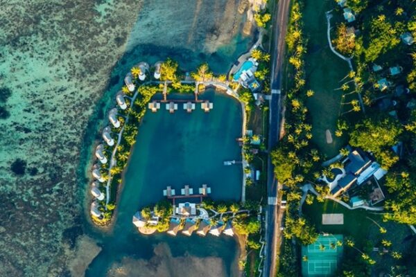 Aerial with clubhouse and tennis court - Koro Sun Resort Medium